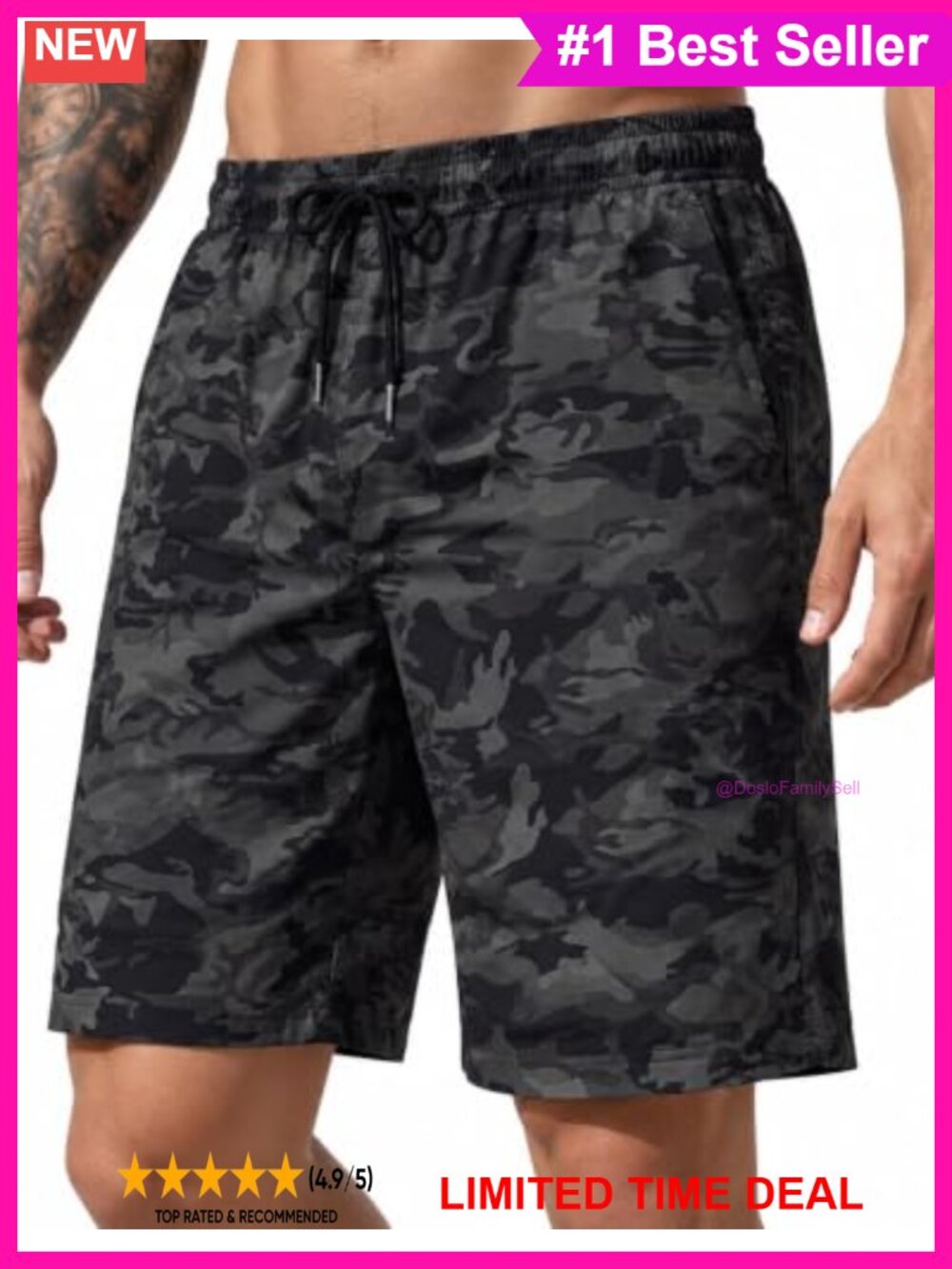 Men's Quick Dry Swim Trunks 9" Mesh Lined Drawstring Camo Beach Pool